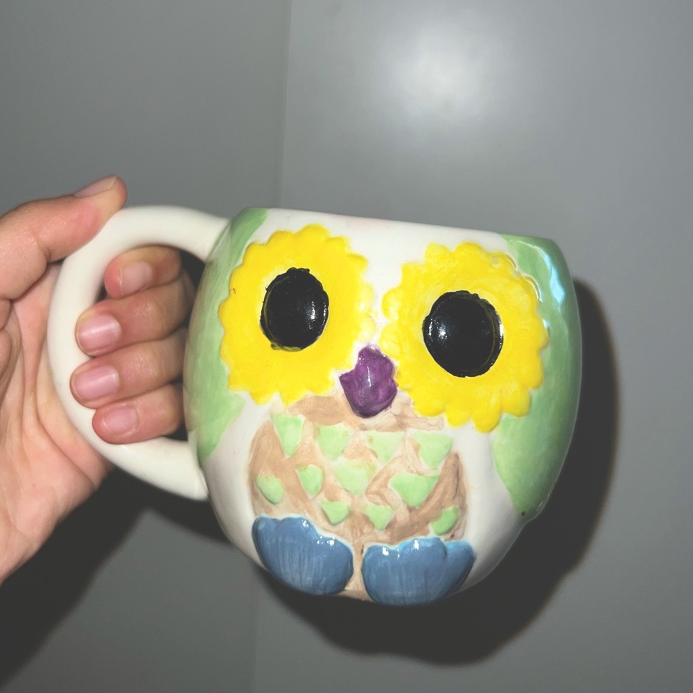 Cute Owl Ceramic Cup with Holder
